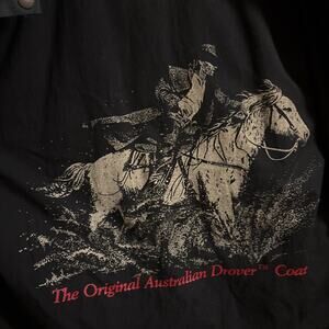 Vintage Australian Outback Collection Oilskin Duster Coat Black Jacket Mens [S]